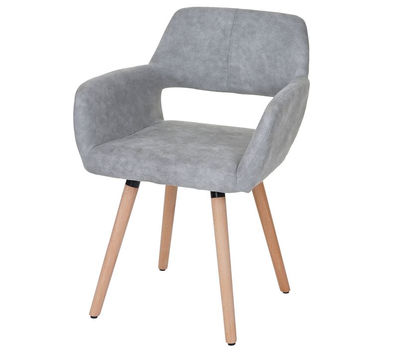 Chaise De Salle à Manger Bureau Visiteur Sans Roulette Design Rétro En Tissu Gris Pied En Bois Cla