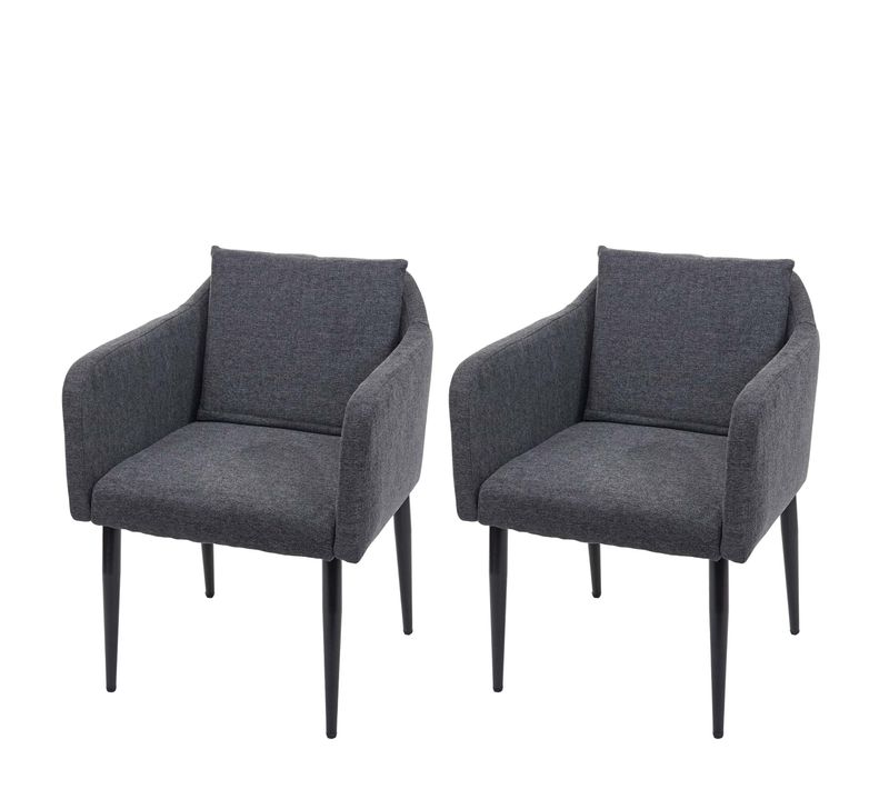 2x Chaises De Salle à Manger Cuisine En Tissu Gris Foncé Pieds En Métal Design Moderne 04_0000420