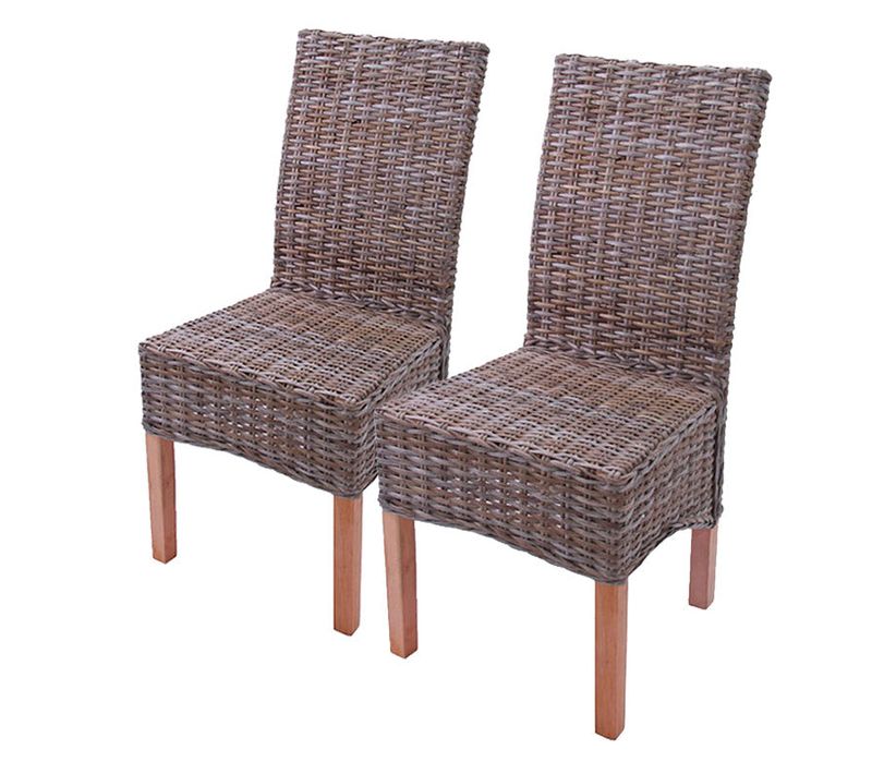 Lot De 2 Chaises De Salle à Manger Kubu Rattan Design Rustique Rotin Marron 04_0000178