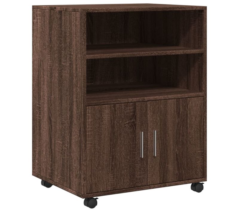 Meuble De Bureau Sur Roulettes Meuble D'appoint 60 X 48 X 81 Cm Bois D'ingénierie Marron Dec024493