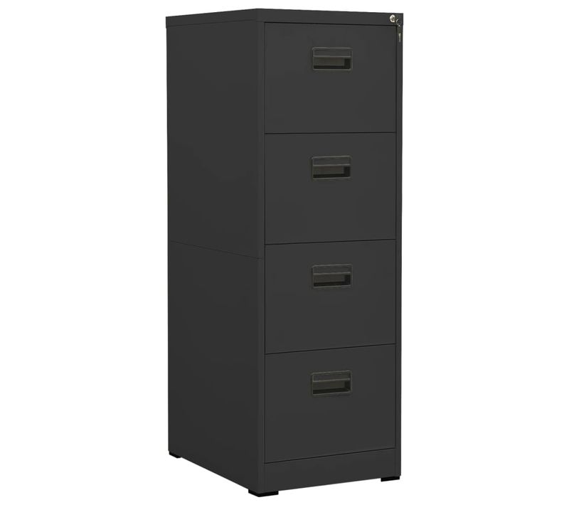 Caissons à Tiroirs Meuble De Bureau Avec 4 Tiroirs 46 X 62 X 133 Cm En Acier Anthracite Dec024500