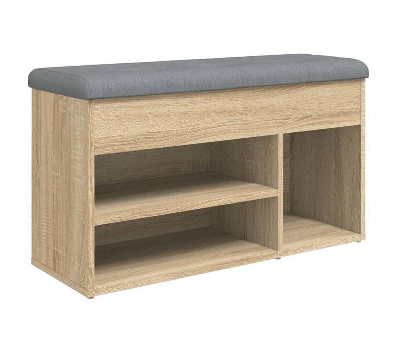 Banc De Rangement à Chaussures Couleur Chêne 82 X 32 X 45,5 Cm Bois D'ingénierie Brun Dec024895