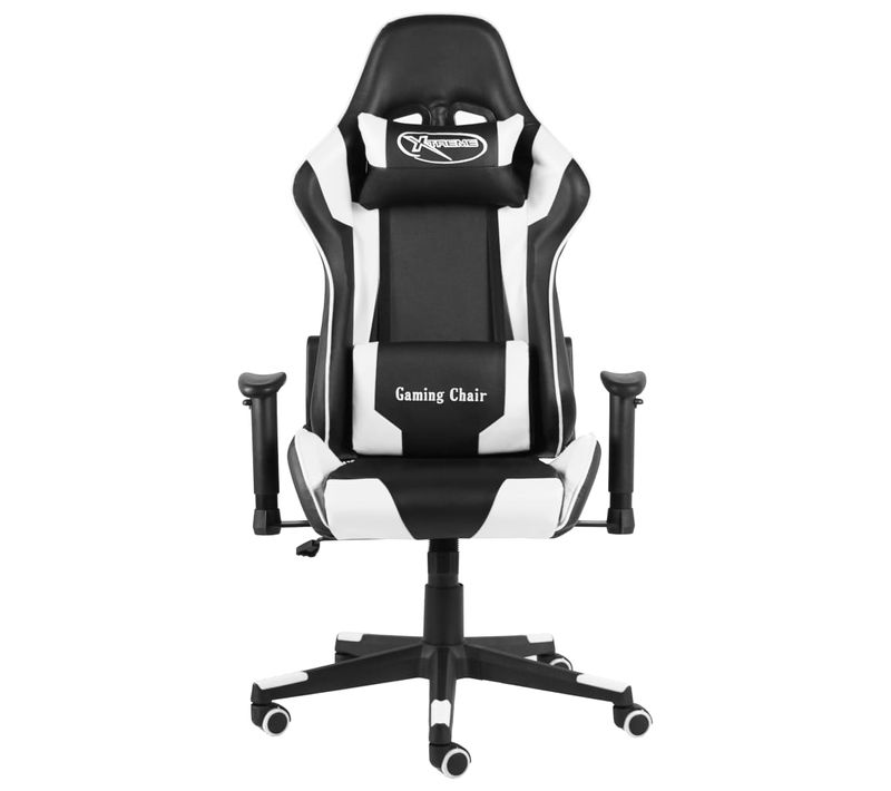 Fauteuil De Bureau Chaise Gaming Sur Roulettes Siège Pivotant En Pvc Blanc Dec026029