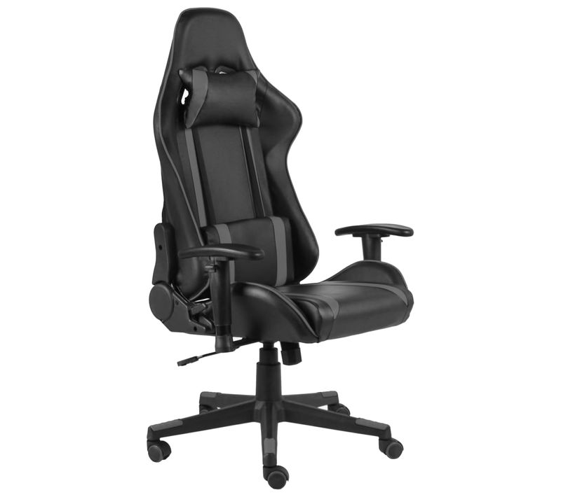 Fauteuil De Bureau Chaise Gaming Sur Roulettes Pivotante Hauteur Réglable En Pvc Gris Dec026037