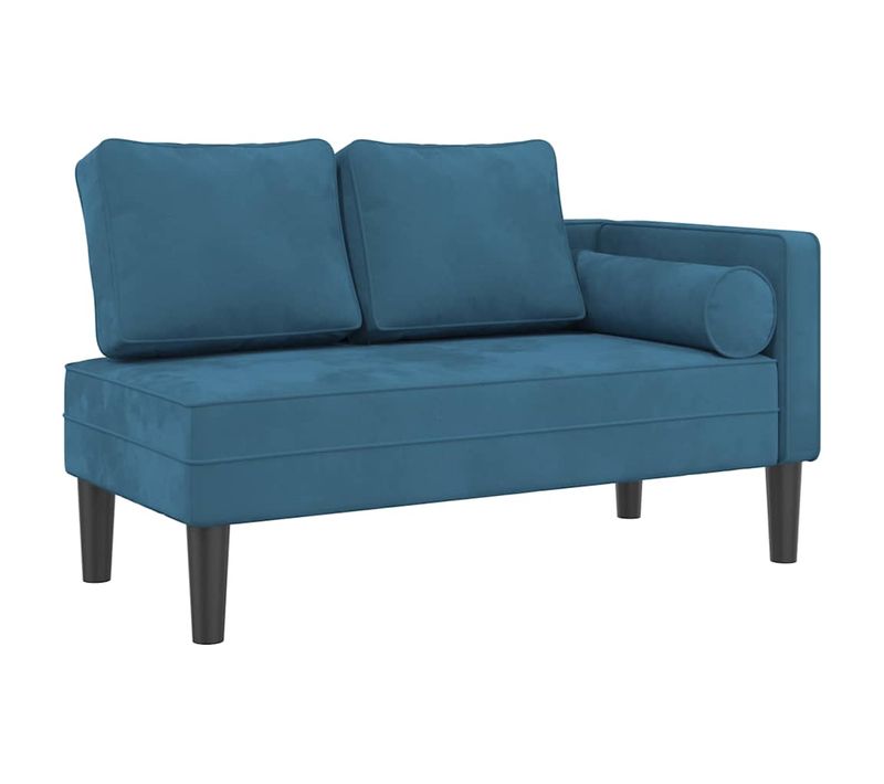 Méridienne Chaise Longue Canapé Pour Intérieur Avec Coussins En Velours Bleu Dec026063