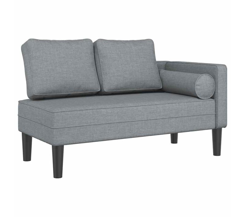 Méridienne Chaise Longue Canapé Pour Intérieur Avec Coussins En Tissu Gris Clair Dec026072