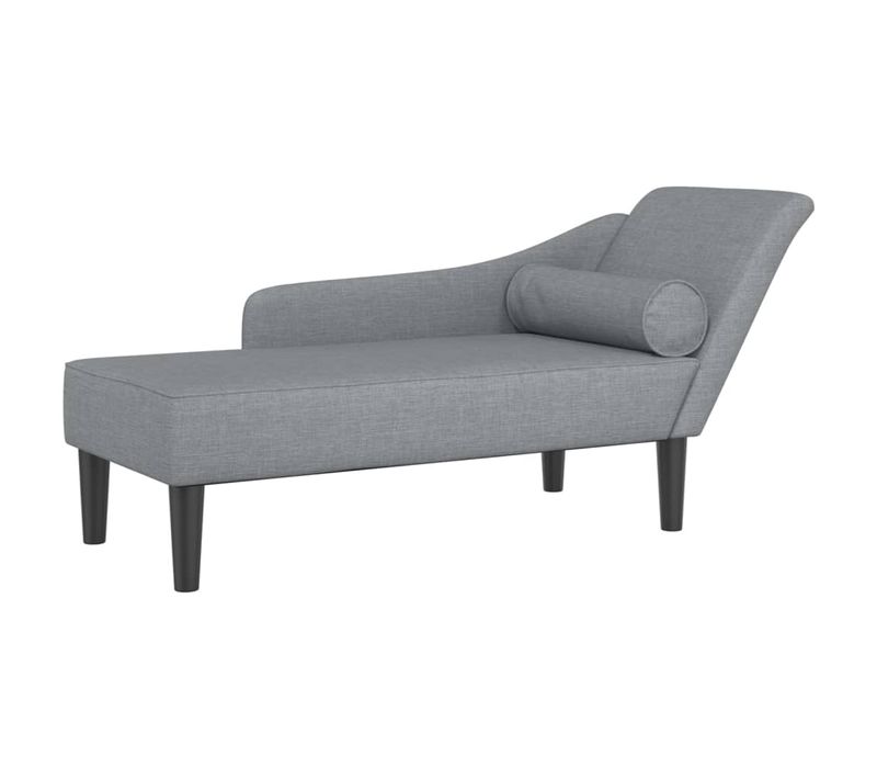 Méridienne Chaise Longue Canapé Pour Intérieur Avec Coussins En Tissu Gris Clair Dec026073