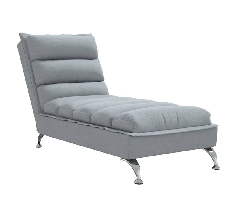 Méridienne Chaise Longue Pour Intérieur Avec Coussins En Tissu Gris Clair Dec026074