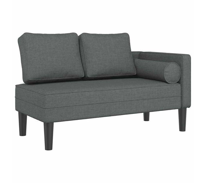 Méridienne Chaise Longue Canapé Pour Intérieur Avec Coussins En Tissu Gris Foncé Dec026078