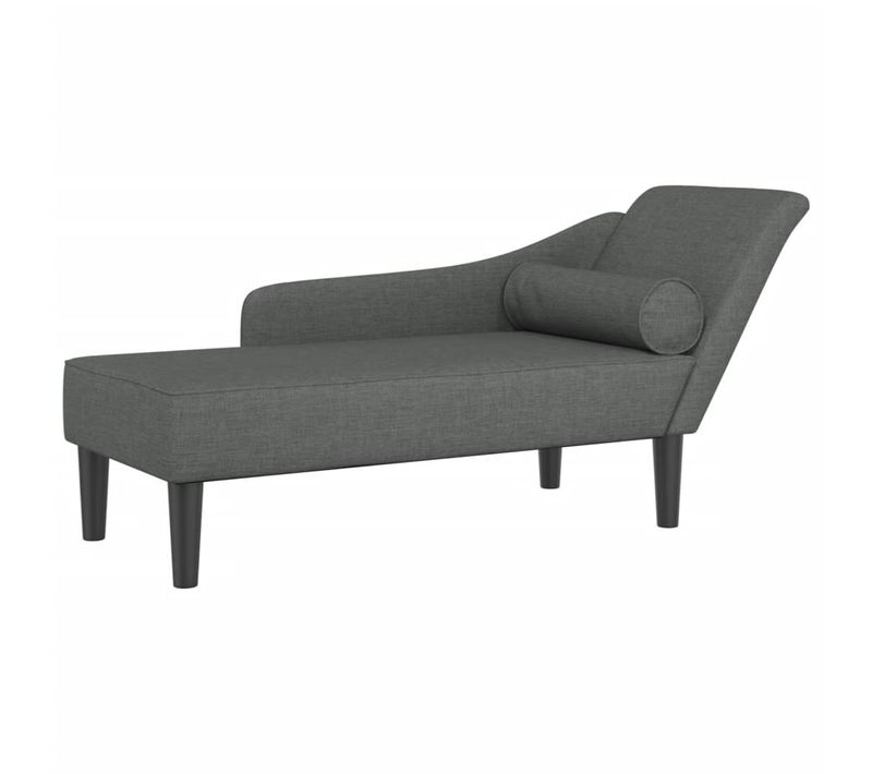 Méridienne Chaise Longue Canapé Pour Intérieur Avec Coussins En Tissu Gris Foncé Dec026079
