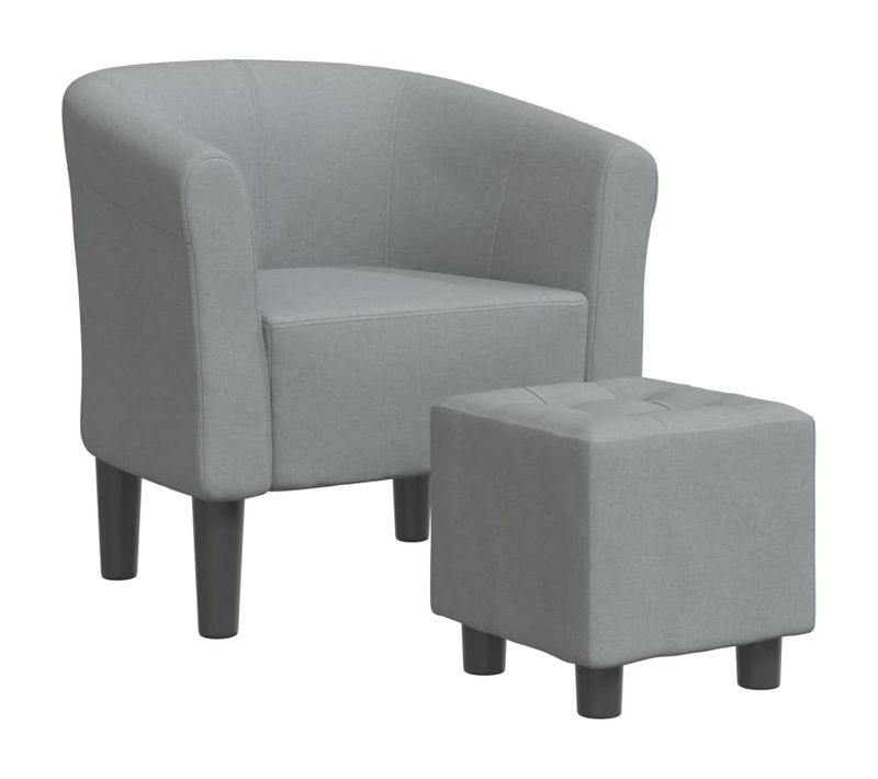 Fauteuil Lounge Assise Confortable Design Moderne Avec Repose-pied En Tissu Gris Clair Dec026420