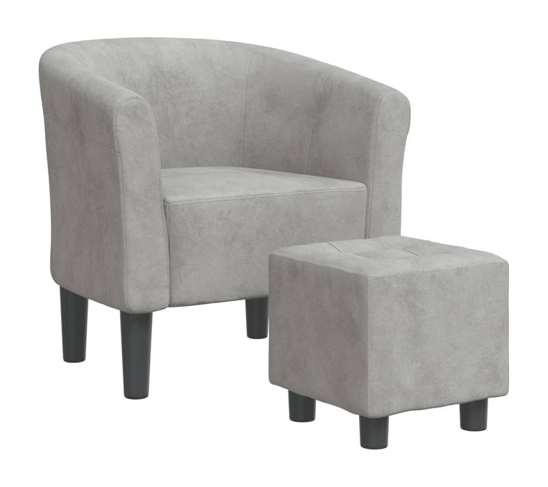 Fauteuil Lounge Assise Confortable Design Moderne Avec Repose-pied Velours Gris Clair Dec026421
