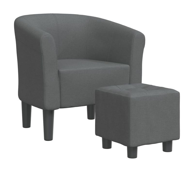 Fauteuil Lounge Assise Confortable Design Moderne Avec Repose-pied En Tissu Gris Foncé Dec026422