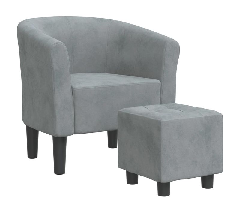 Fauteuil Lounge Assise Confortable Design Moderne Avec Repose-pied En Velours Gris Foncé Dec026423