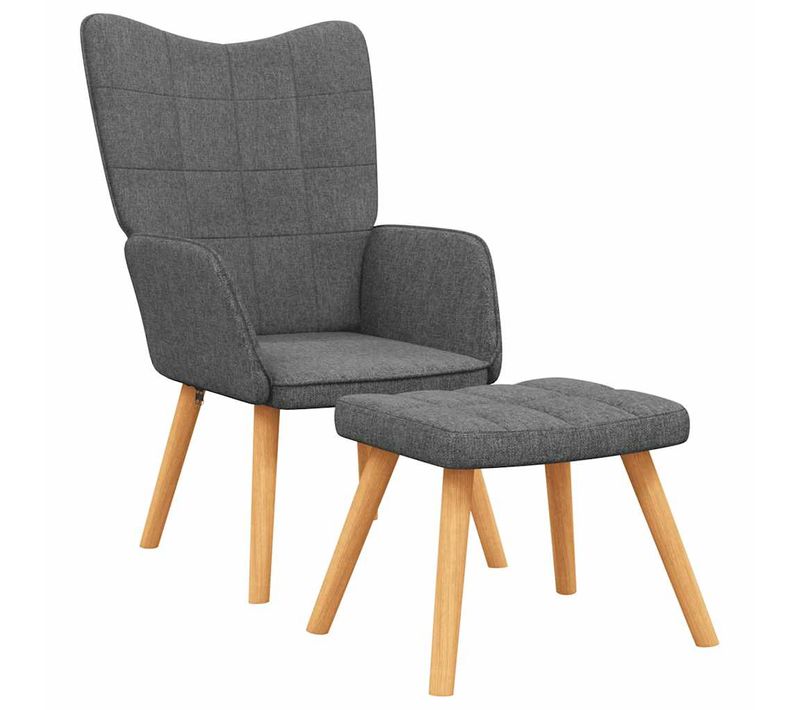 Fauteuil Lounge Chaise De Canapé Design Moderne Avec Repose-pieds En Tissu Gris Foncé Dec026586