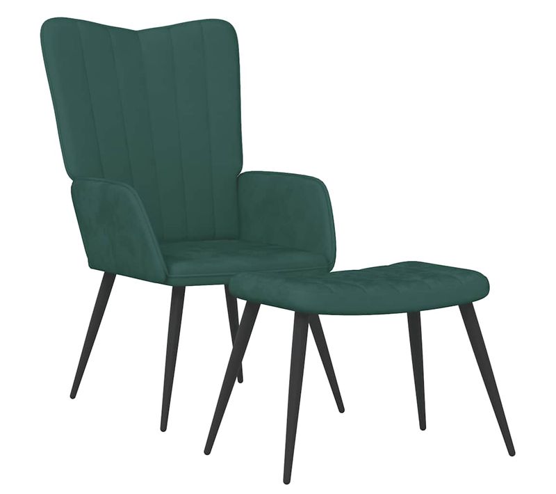 Chaise De Canapé Design Moderne Avec Repose-pieds En Velours Vert Foncé Dec026631