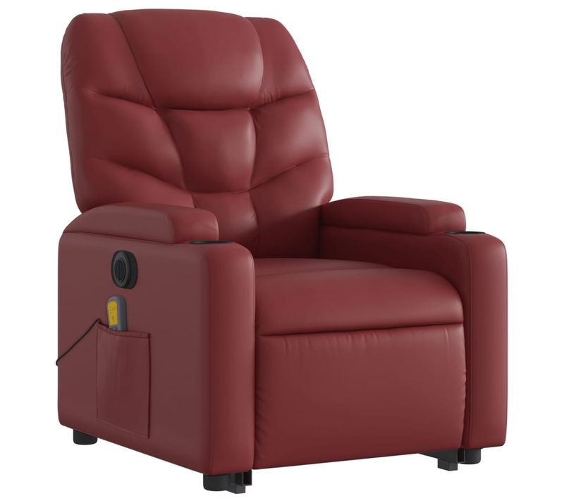 Fauteuil De Relaxation Fonction Massage Et Inclinable Levage Électrique En Pvc Rouge Bordeaux Dec0
