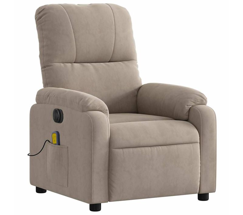 Fauteuil De Relaxation Fonction Massage Et Inclinable 6 Points De Massage En Tissu Taupe Dec027859