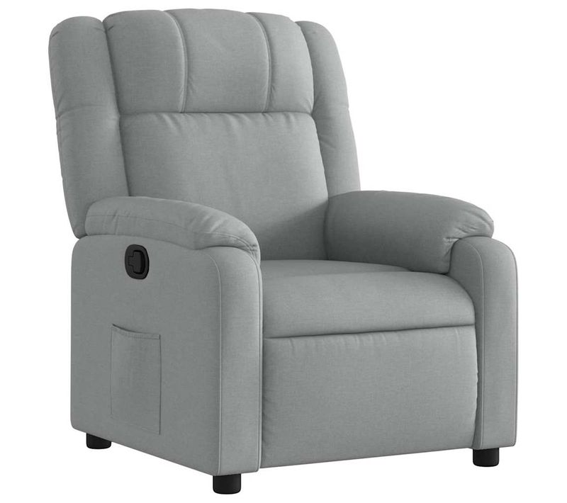 Fauteuil Relax TV Rembourrage Confortable Fonction D'inclinaison Manuelle En Tissu Gris Clair Dec0
