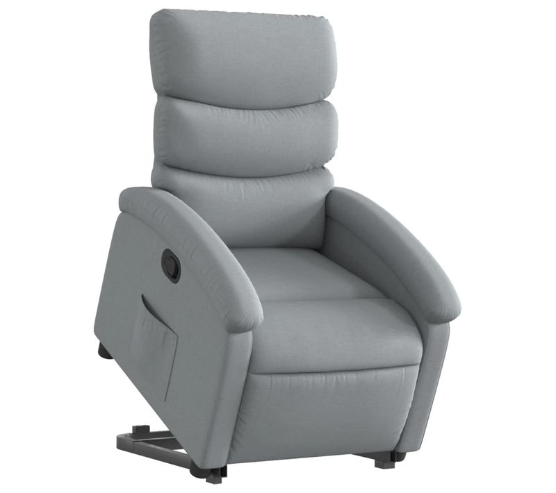 Fauteuil Relax TV Rembourrage Confortable Fonction De Levage Électrique En Tissu Gris Clair Dec027