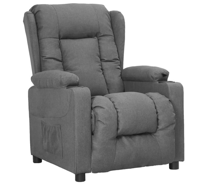 Fauteuil Relax TV Rembourrage Confortable Fonction D'inclinaison Manuelle En Tissu Gris Clair Dec0