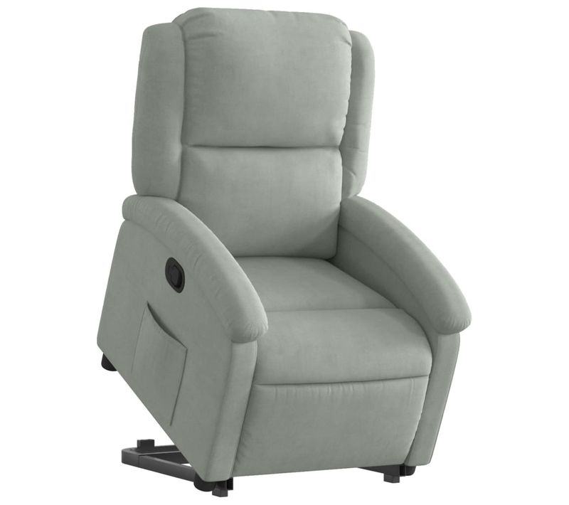 Fauteuil Relax TV Rembourrage Confortable Fonction De Levage Électrique En Velours Gris Clair Dec0