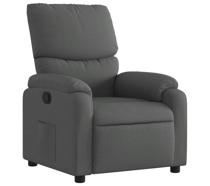 Fauteuil Relax TV Rembourrage Confortable Fonction D'inclinaison Manuelle En Tissu Gris Foncé Dec0