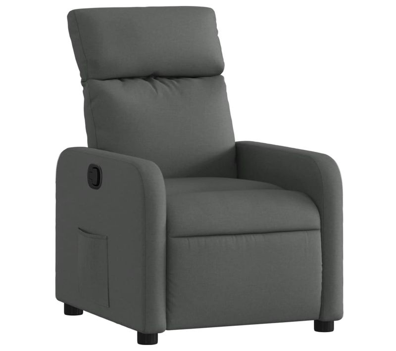 Fauteuil Relax TV Rembourrage Confortable Fonction D'inclinaison Manuelle En Tissu Gris Foncé Dec0