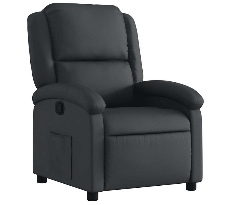 Fauteuil Relax TV Rembourrage Confortable Fonction D'inclinaison Manuelle En Cuir Véritable Noir