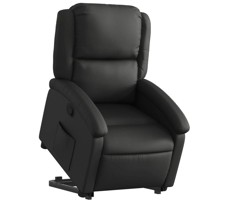 Fauteuil Relax TV Rembourrage Confortable Fonction De Levage Électrique En Cuir Véritable Noir