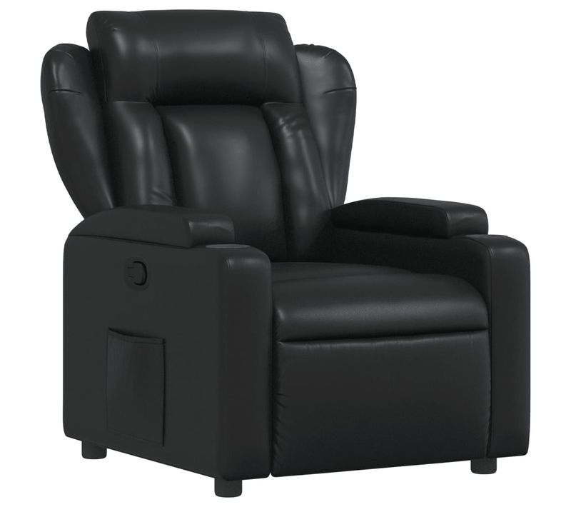 Fauteuil Relax TV Rembourrage Confortable Fonction D'inclinaison Manuelle En Pvc Noir Dec028085