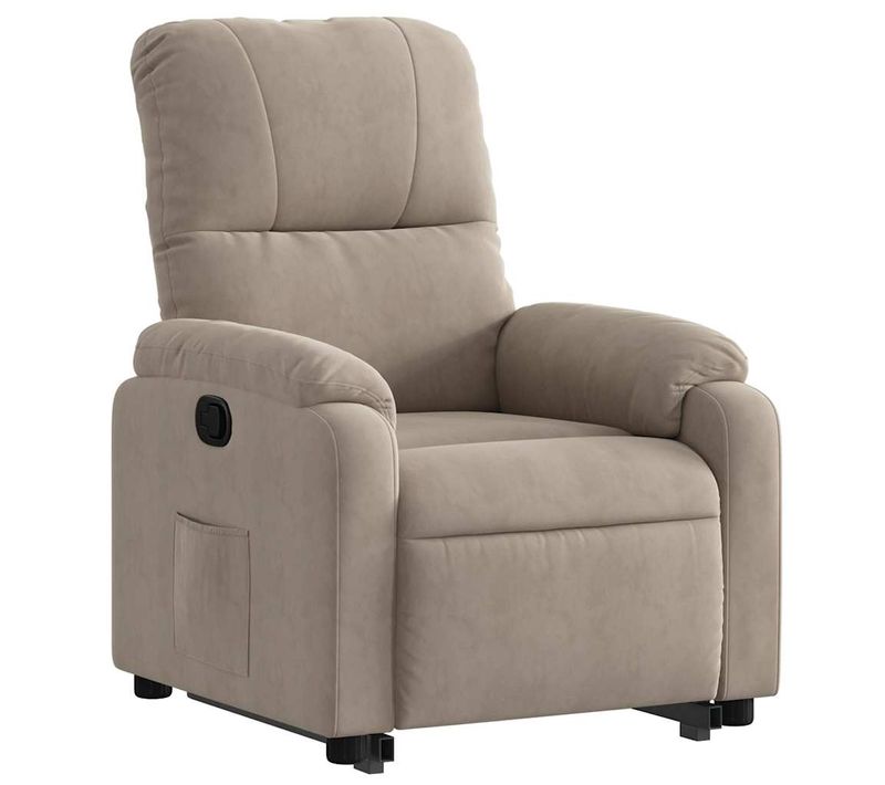 Fauteuil Relax TV Rembourrage Confortable Levage Électrique En Tissu Microfibre Couleur Taupe Dec0