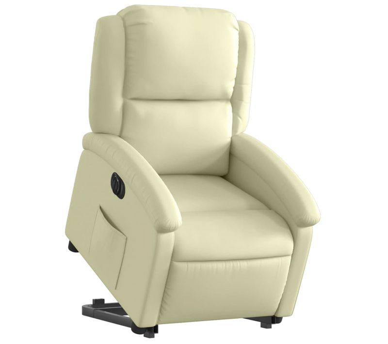 Fauteuil Relax TV Fonction De Levage Électrique Très Confortable En Cuir Véritable Crème Dec028254