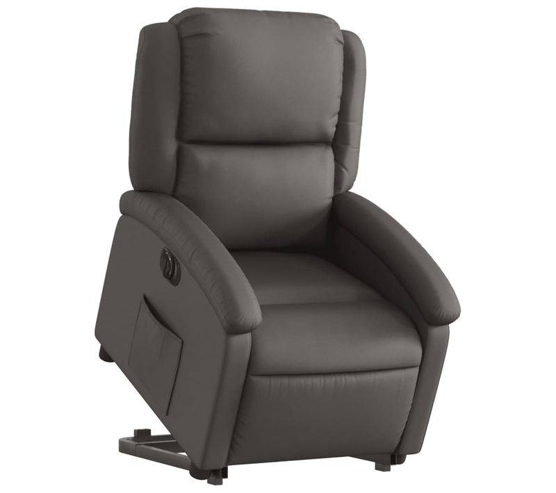 Fauteuil Relax TV Fonction De Levage Électrique Très Confortable En Gris Cuir Véritable Dec028335