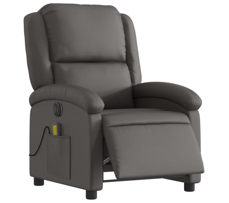 Fauteuil Relax TV Fonction D'inclinaison Électrique Très Confortable En Cuir Véritable Gris Dec028