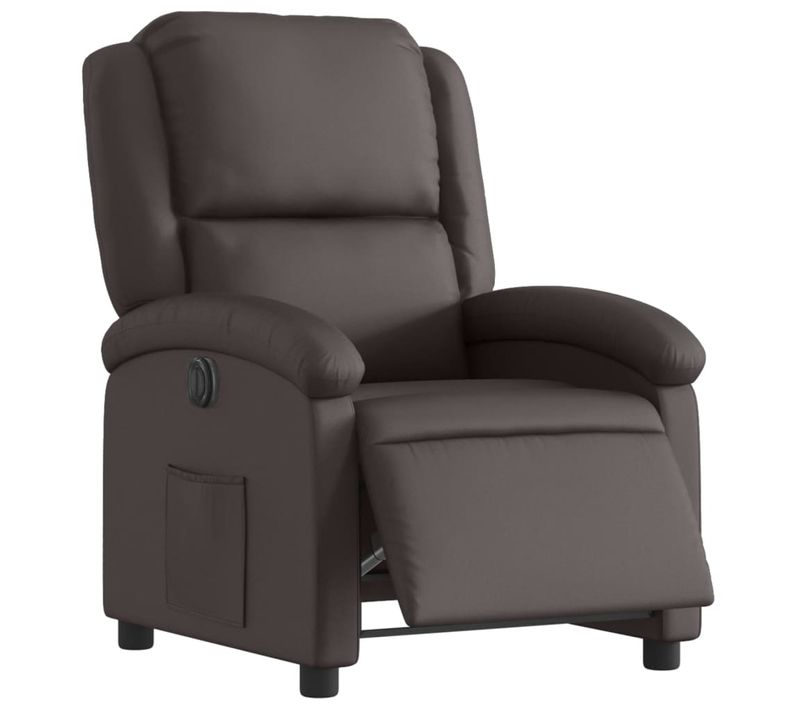 Fauteuil Relax TV Fonction D'inclinaison Électrique Très Confortable En Cuir Véritable Marron Dec0