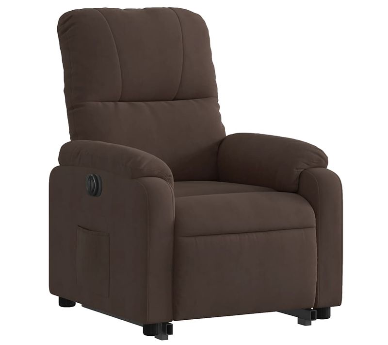 Fauteuil Relax TV Fonction De Levage Électrique Très Confortable En Tissu Microfibre Marron Dec028