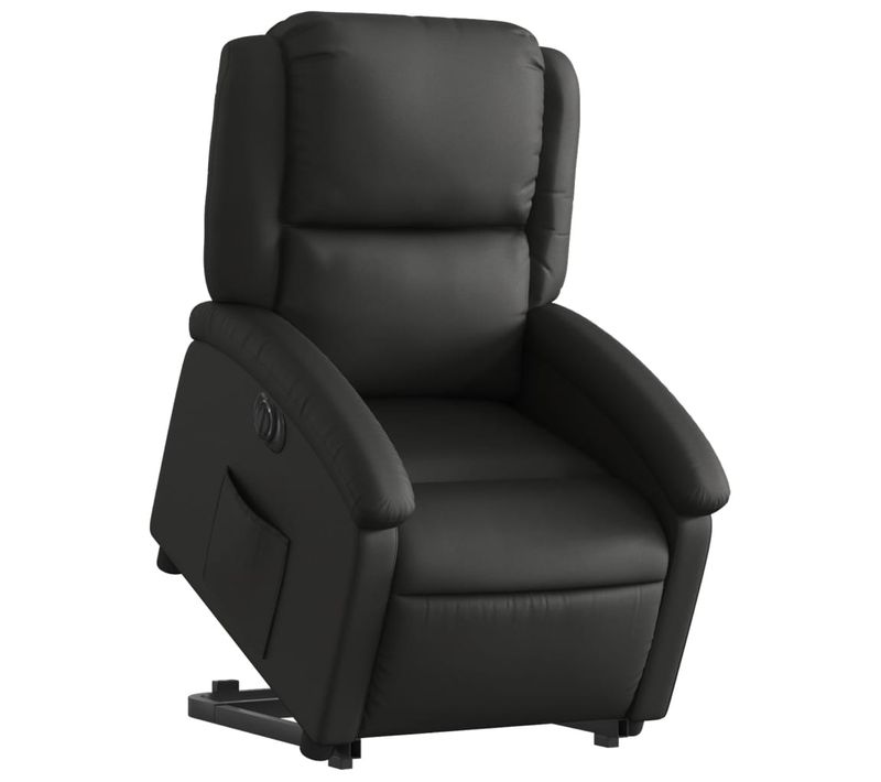 Fauteuil Relax TV Fonction De Levage Électrique Très Confortable En Cuir Véritable Noir Dec028458