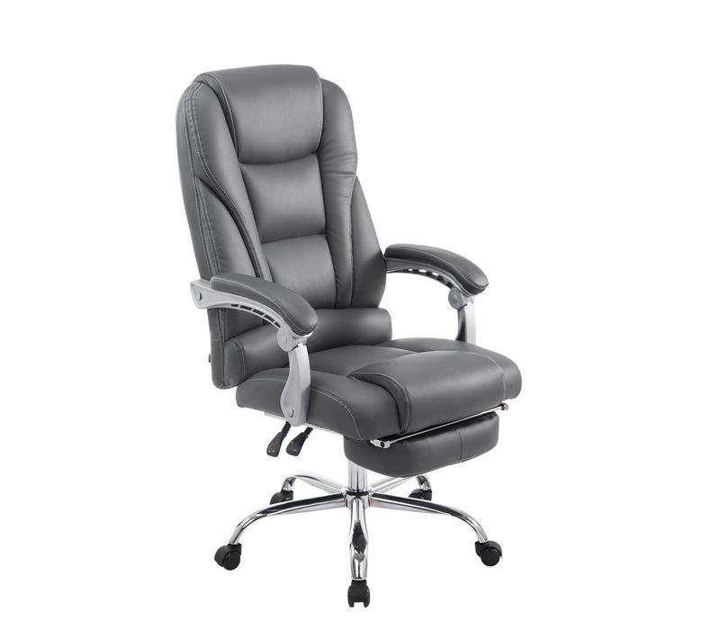 Fauteuil De Bureau Ergonomique Avec Repose-pieds Extensible Synthétique Gris Bur10168