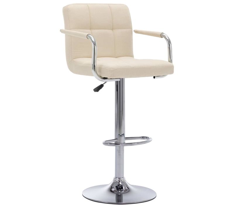 Tabouret De Bar X1 Chaise Haute Avc Dossier Et Accoudoirs En Tissu Crème Et Acier Dec029318