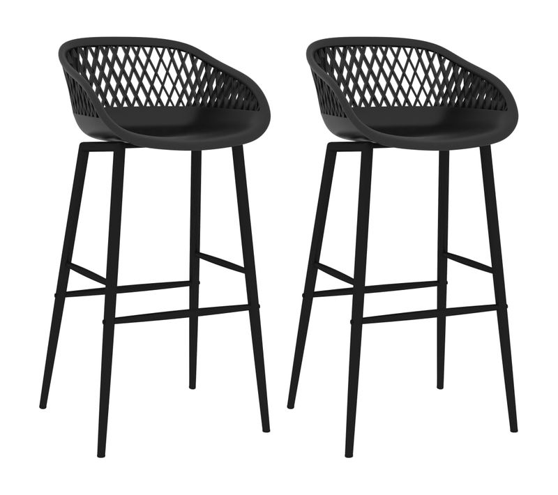 Tabourets De Bar X2 Chaises Haute Aspect De Maille Pp Noir Dec029399
