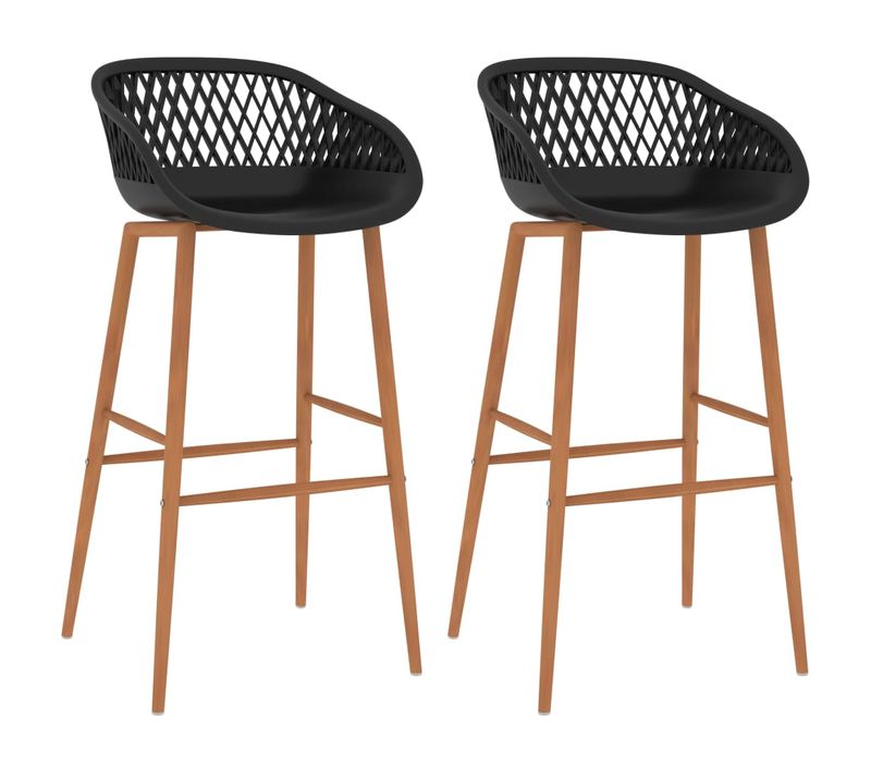 Tabourets De Bar X2 Chaises Haute Dossier Aspect De Maille Pp Noir Dec029401