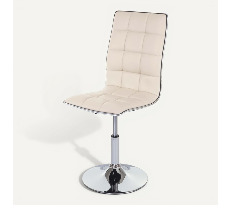 Chaise à Manger Cuisine Design Moderne Et Chic Hauteur Réglable Pivotant En Synthétique Crème 04_0
