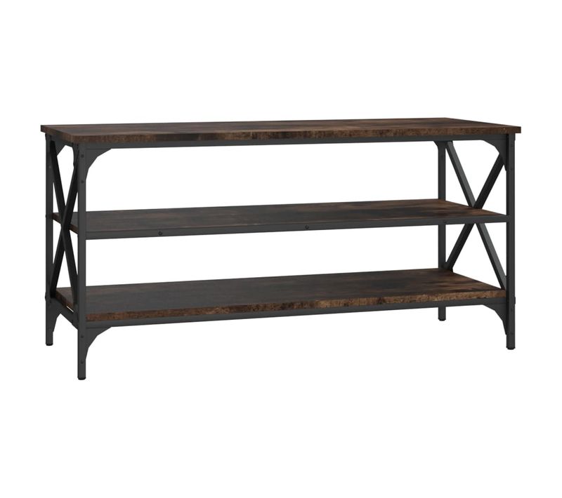 Meuble TV Avec Étagères De Rangement 100 X 40 X 50 Cm Bois D'ingénierie Marron Et Métal Dec031431