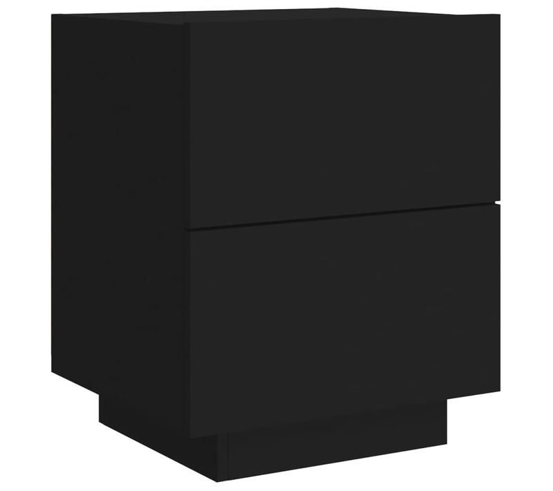 Table De Chevet Avec Tiroirs Et Lumières LED Rvb 45 X 40 X 55 Cm En Bois D'ingénierie Noir Dec0327