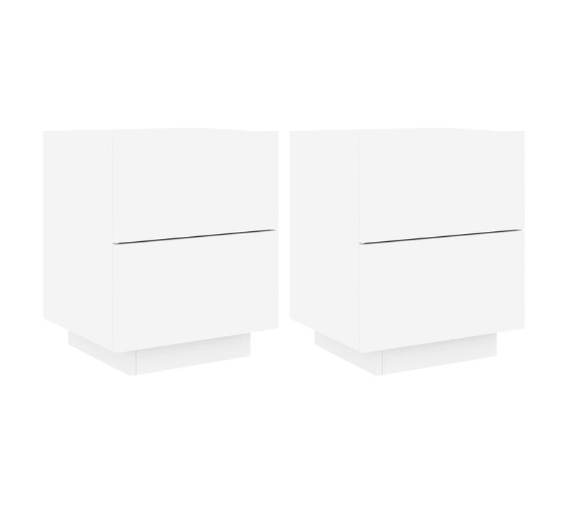 Lot De 2 Tables De Chevet 45 X 40 X 55 Cm En Bois D'ingénierie Blanc Dec032868