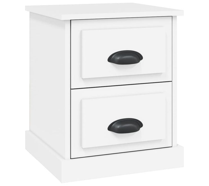 Table De Chevet Avec Deux Tiroirs 39 X 39 X 47,5 Cm Bois D’ingénierie Blanc Dec033324