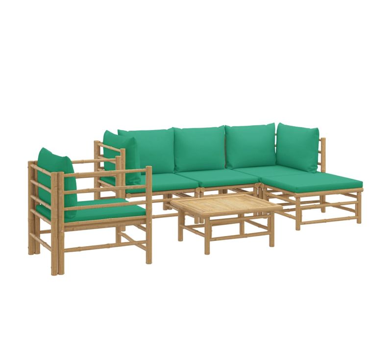 Salon De Jardin Meuble D'extérieur Ensemble De Mobilier 6 Pièces Avec Coussins Vert B