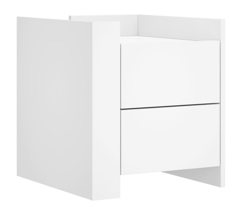 Table De Chevet Avec Deux Tiroirs 45 X 50 X 50 Cm Bois D’ingénierie Blanc Dec033410