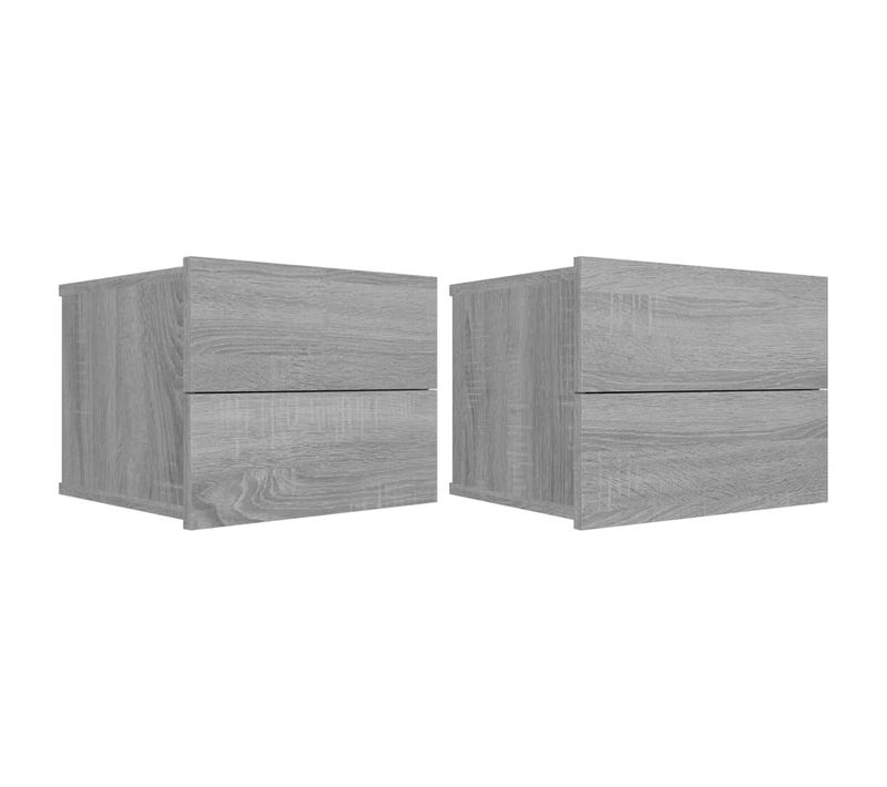 Lot De 2 Tables De Chevet Avec Tiroirs 40 X 30 X 30cm Bois D'ingénierie Gris Dec035659